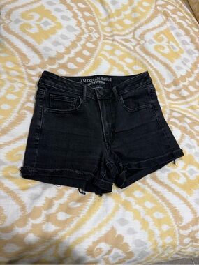 American Eagle High-Rise Black Denim Shorts